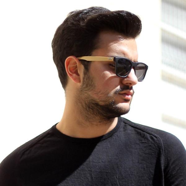 Eco Indie Bamboo Wood Two Tone Horned Rim Sunglasses