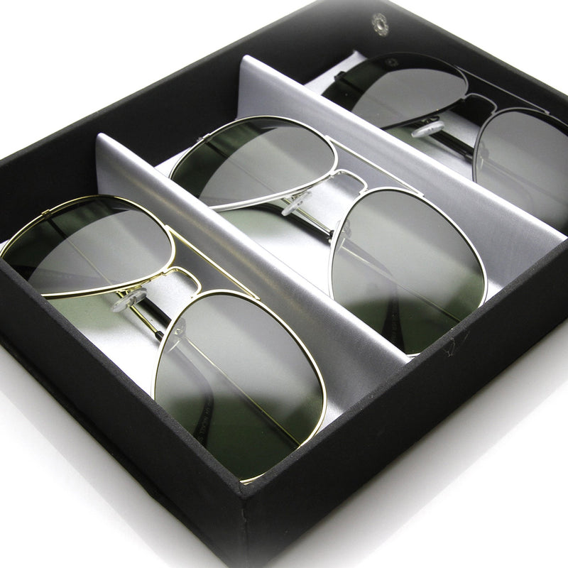 Limited Edition Classic Metal Military Aviator Sunglasses + Travel Case 1041