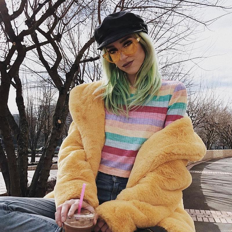 Women's Retro Transparent Color Flat Lens Cat Eye Sunglasses C513