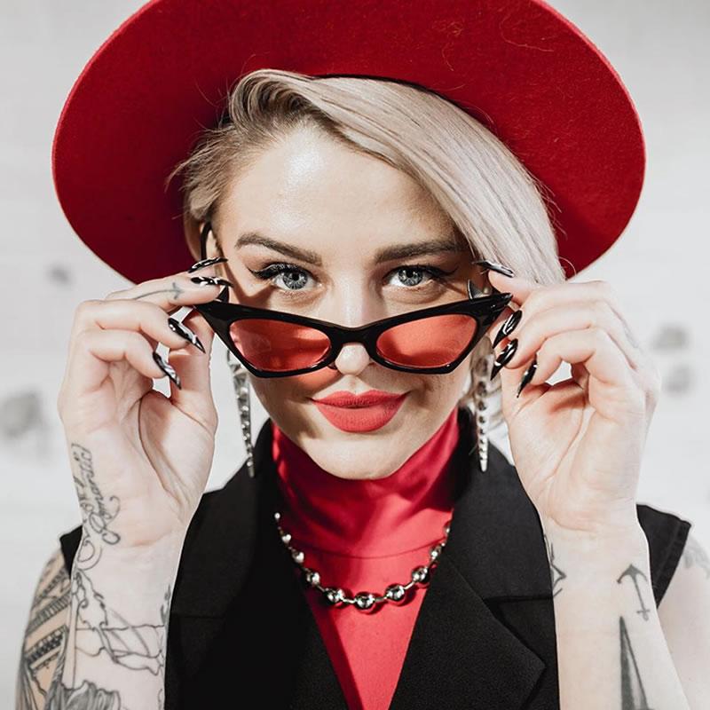 Retro 1950's Geometric High Pointed Cat Eye Sunglasses C492