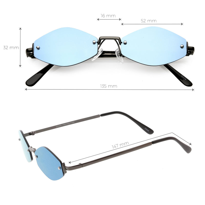 Retro 1990's Small Geometric Hexagon Mirrored Lens Sunglasses C592