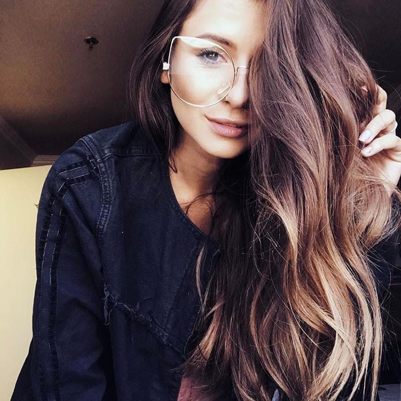 Women's Over Size Clear Flat Lens Cat Eye Glasses C302