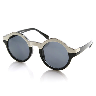 Women's Designer Two Tone Round Sunglasses 8606