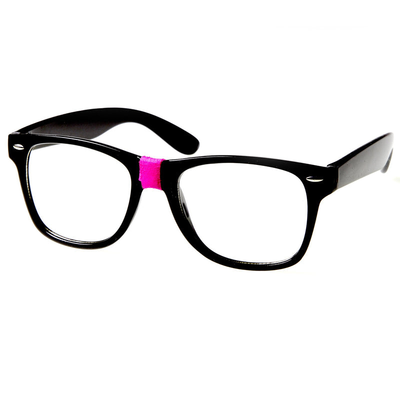 Retro Nerd Geek Color Tape Clear Lens Horned Rim Glasses 8624