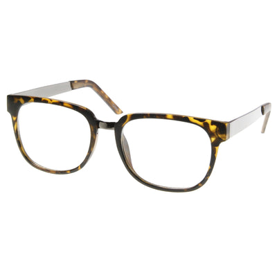 Premium Metal Arm Fashion Square Clear Lens Glasses 8630