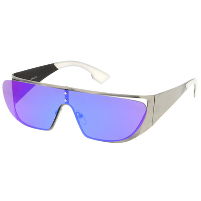 Futuristic Space Cadet Metal Cutout Shield Sunglasses C297