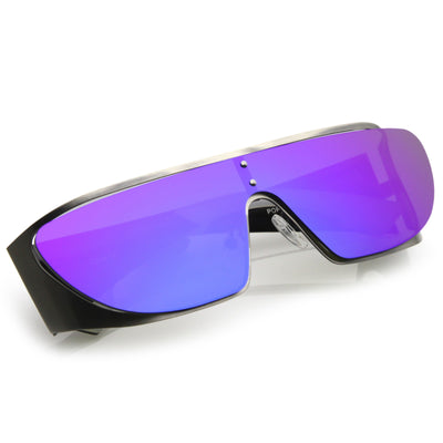 Futuristic Space Cadet Metal Cutout Shield Sunglasses C297