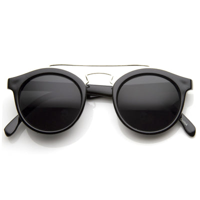 Retro Dapper Cross Bar P3 Round Aviator Sunglasses 8700