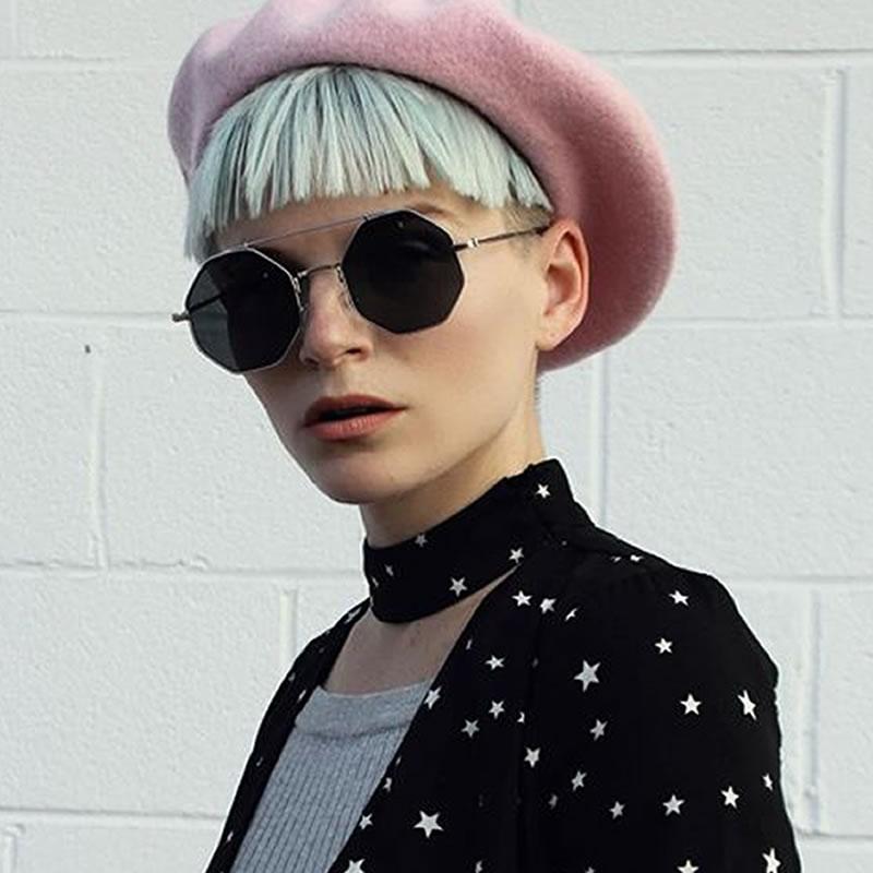 Retro Geometric Octagon Dapper Flat Lens Sunglasses C352