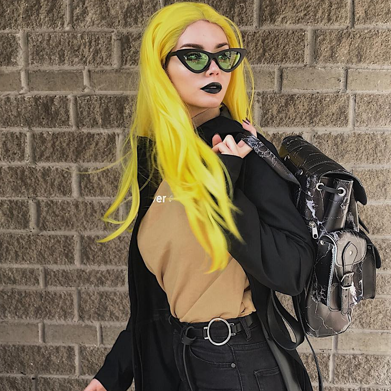 Women's Retro Flat Angle Colored Lens Black Frame Sunglasses C511