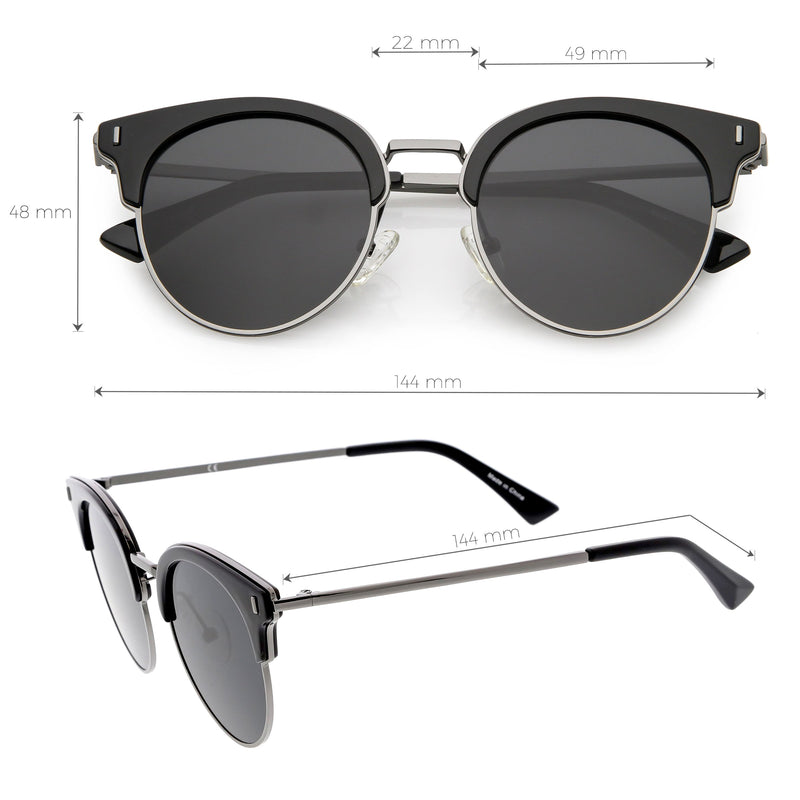 Women's Polarized Round Horned Rim Half Frame Sunglasses C828