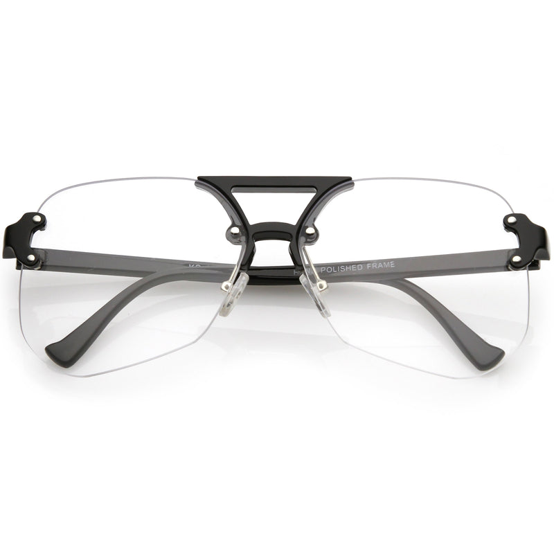 Retro Oversize Rimless Color Tone Flat Top Sunglasses C479