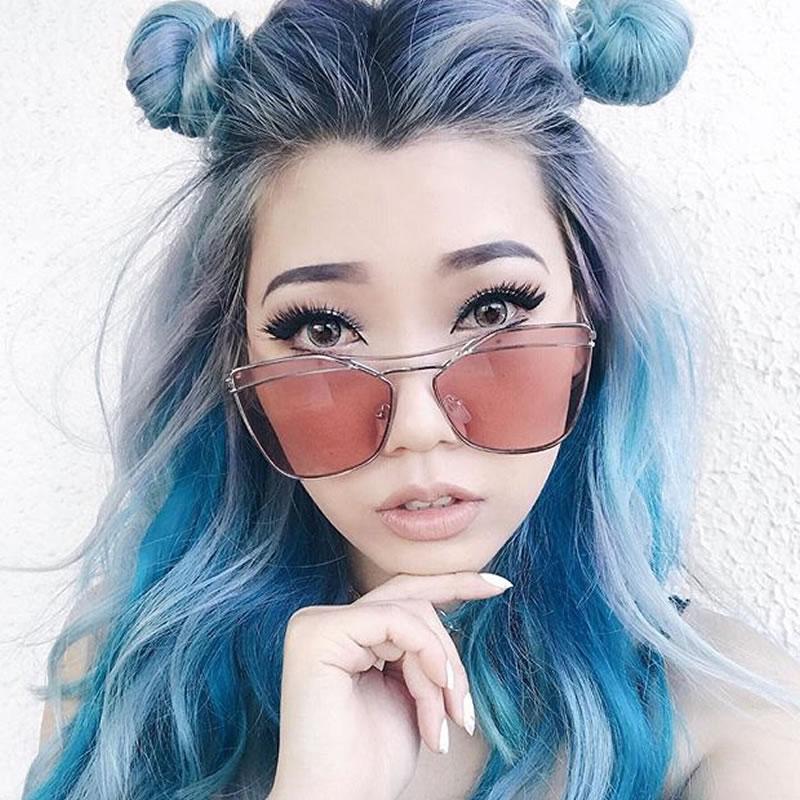 Women's Laser Cut Dual Flat Lens Sunglasses A968