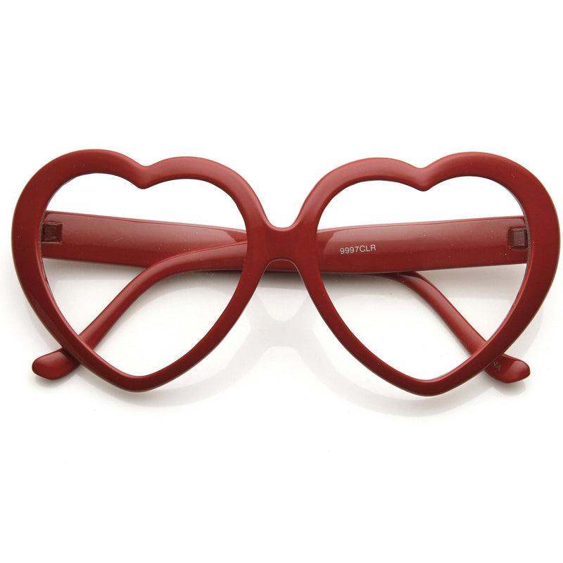 Cute Womens Dapper Oversize Heart Shape Clear Lens Glasses 9219