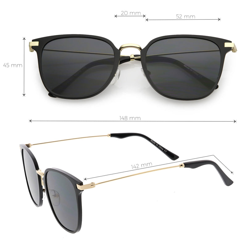 Retro Modern Premium Horned Rim Mirrored Flat Lens Sunglasses C834