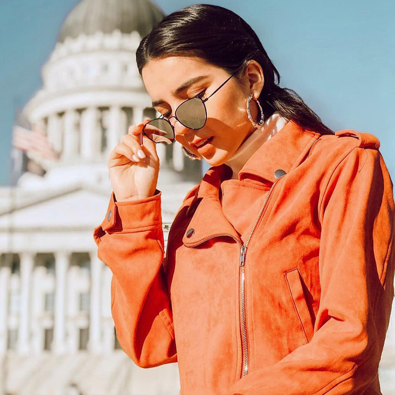 Women's Retro Thin Frame Metal Mirrored Flat Lens Sunglasses C601