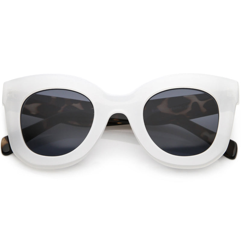 Women's Oversize Chunky Marble Print Horned Rim Sunglasses C838