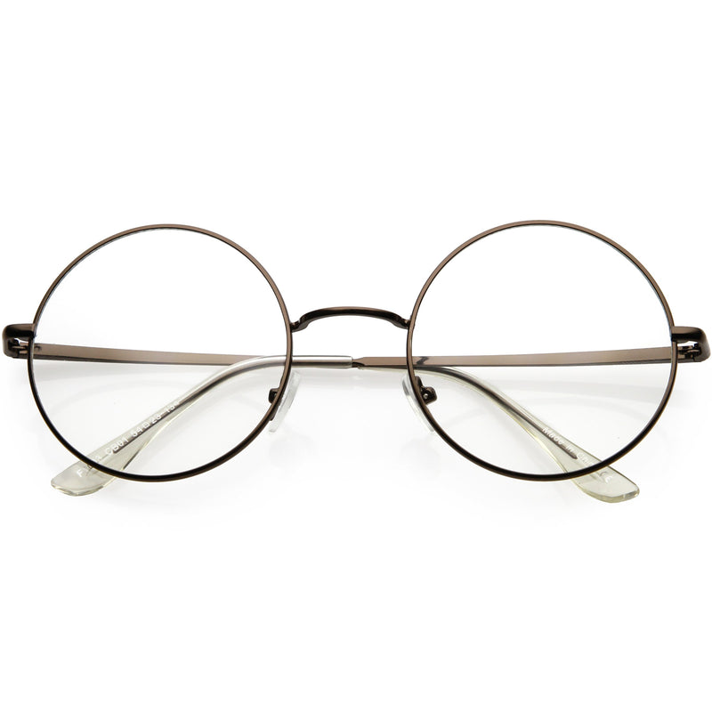 Vintage Classic Metal Round Clear Lens Glasses 50mm C854