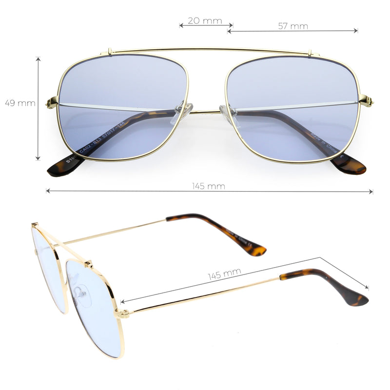 Oversize Retro Square Color Tone Metal Aviator Sunglasses C850