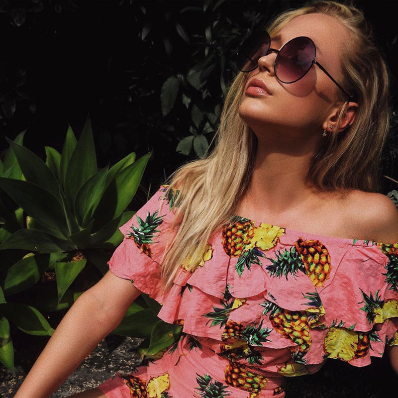 Gafas de sol redondas para mujer con círculo de celebridades 8370