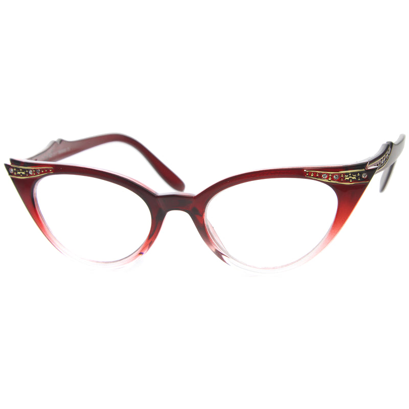 Vintage 1950's Womens Cat Eye Clear Lens Glasses 8783