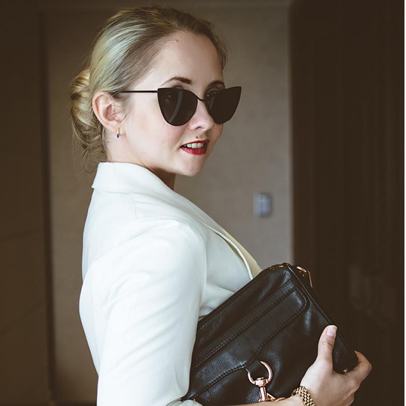 Women's Metal Fashion High Tip Pointed Cat Eye Sunglasses