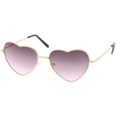 Gafas de sol de moda con forma de corazón de metal lindo para mujer 8796