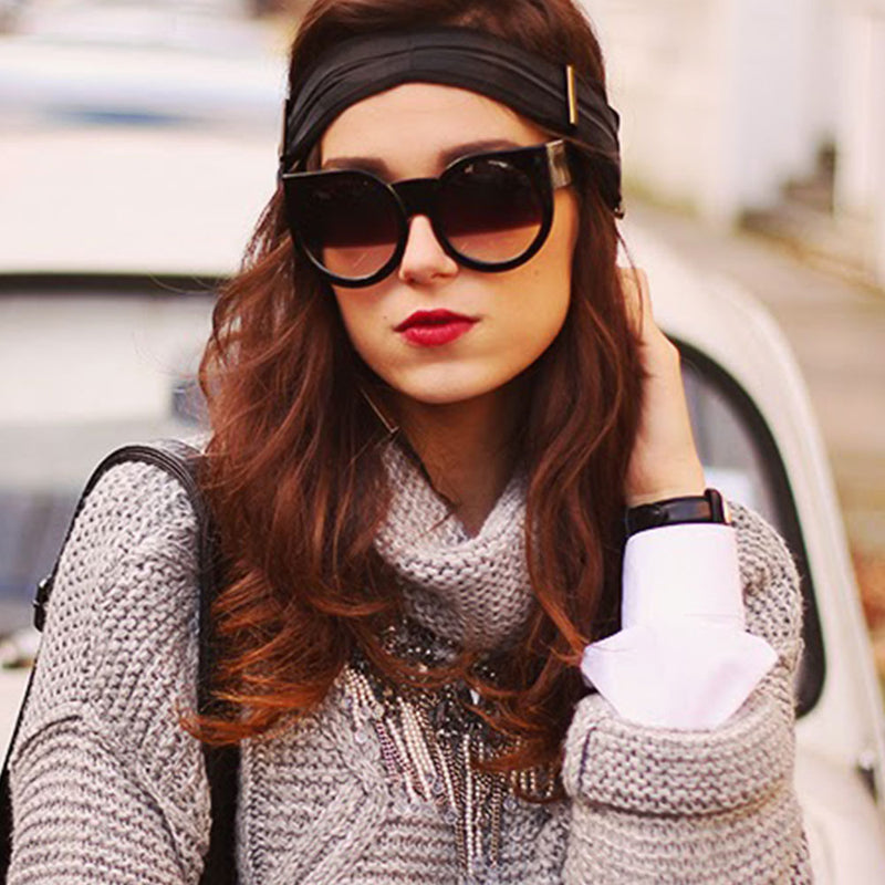 Women's Designer Super Bold Round Cat Eye Sunglasses 9278