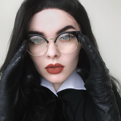 Indie Hipster Round Cat Eye Clear Lens Half Frame Glasses 9351