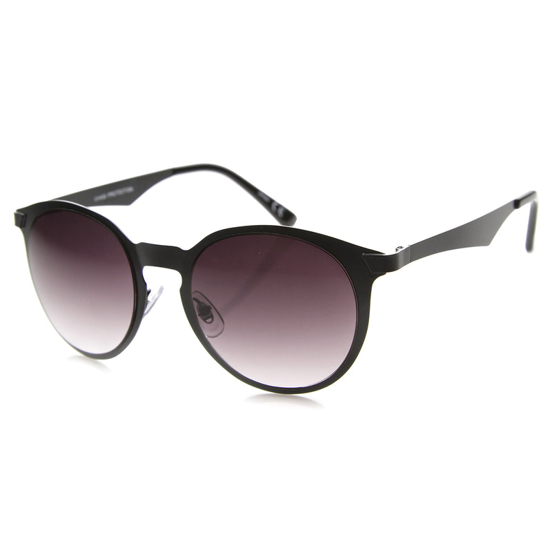 Modern P3 Horned Rim Low Profile Round Metal Sunglasses 9820