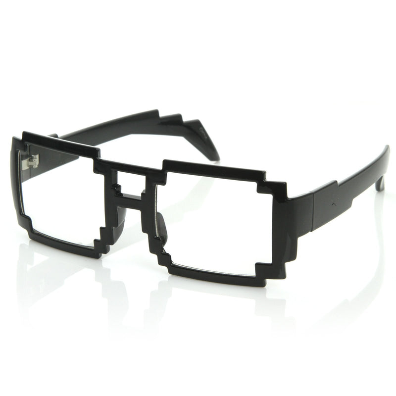 Gamer Nerd Retro Pixelated 8-Bit Clear Lens Glasses 8574