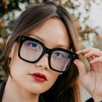 Gafas transparentes con lentes planas y montura de cuerno cuadrada de gran tamaño y atrevidas D093
