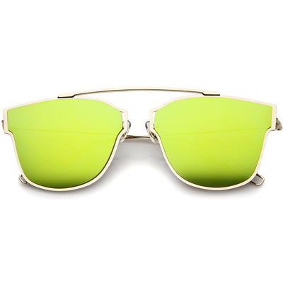 Modern Flash Mirror Flat Lens Thin Wire Frame Sunglasses A384