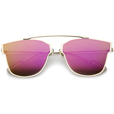 Modern Flash Mirror Flat Lens Thin Wire Frame Sunglasses A384