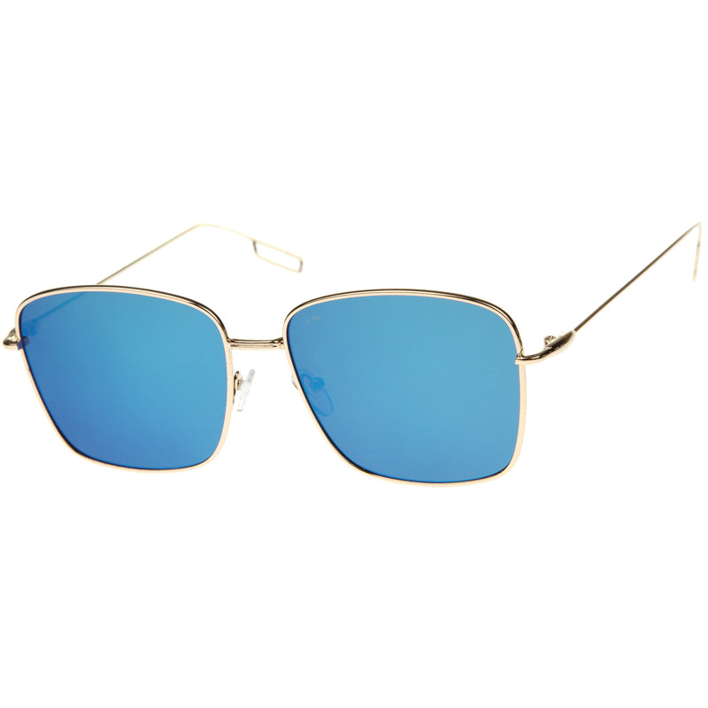 Gafas de sol de aviador cuadradas con lentes planas de metal y alambre moderno A390