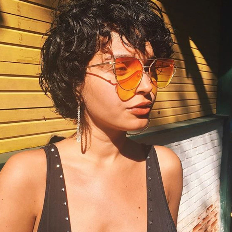 Women's Retro Modern Cross Bar Gradient Lens Sunglasses A952