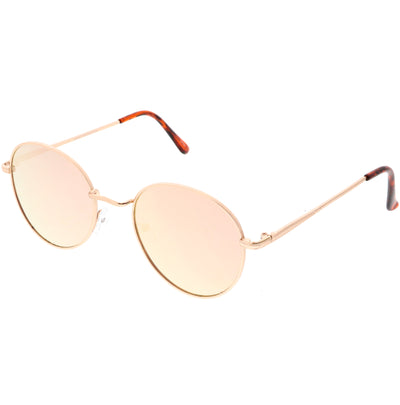 Gafas de sol redondas con lentes planas espejadas y marco de metal delgado retro C133
