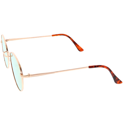 Gafas de sol redondas con lentes planas espejadas y marco de metal delgado retro C133