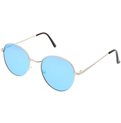 Gafas de sol redondas con lentes planas espejadas y marco de metal delgado retro C133