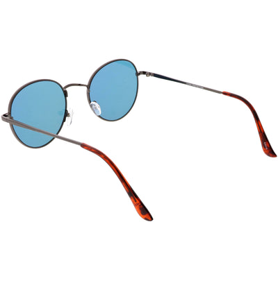 Gafas de sol redondas con lentes planas espejadas y marco de metal delgado retro C133