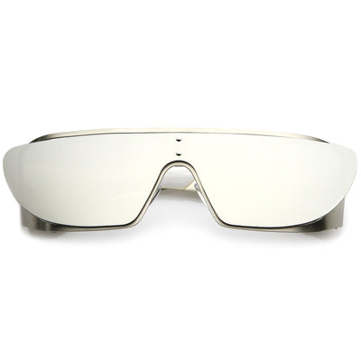 Futuristic Space Cadet Metal Cutout Shield Sunglasses C297