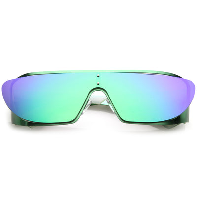 Futuristic Space Cadet Metal Cutout Shield Sunglasses C297