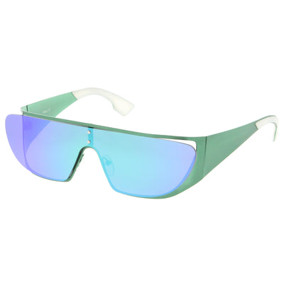 Futuristic Space Cadet Metal Cutout Shield Sunglasses C297