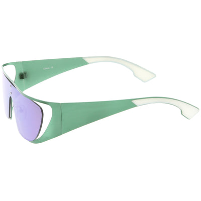 Futuristic Space Cadet Metal Cutout Shield Sunglasses C297