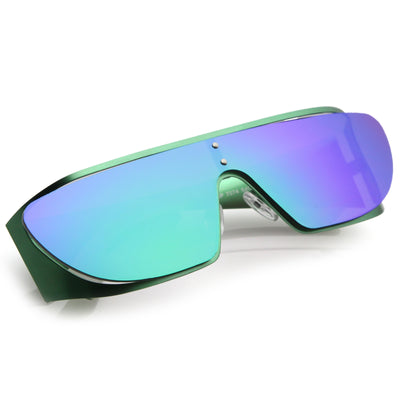 Futuristic Space Cadet Metal Cutout Shield Sunglasses C297