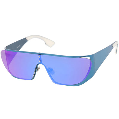 Futuristic Space Cadet Metal Cutout Shield Sunglasses C297