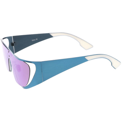 Futuristic Space Cadet Metal Cutout Shield Sunglasses C297