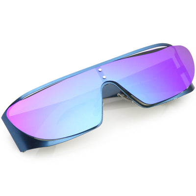 Futuristic Space Cadet Metal Cutout Shield Sunglasses C297