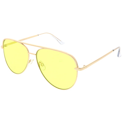 Premium Metal Flat Color Tone Lens Aviator Sunglasses 60mm C466
