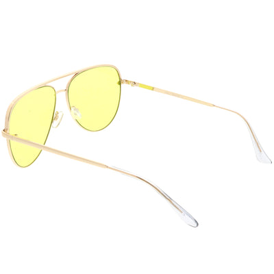 Premium Metal Flat Color Tone Lens Aviator Sunglasses 60mm C466